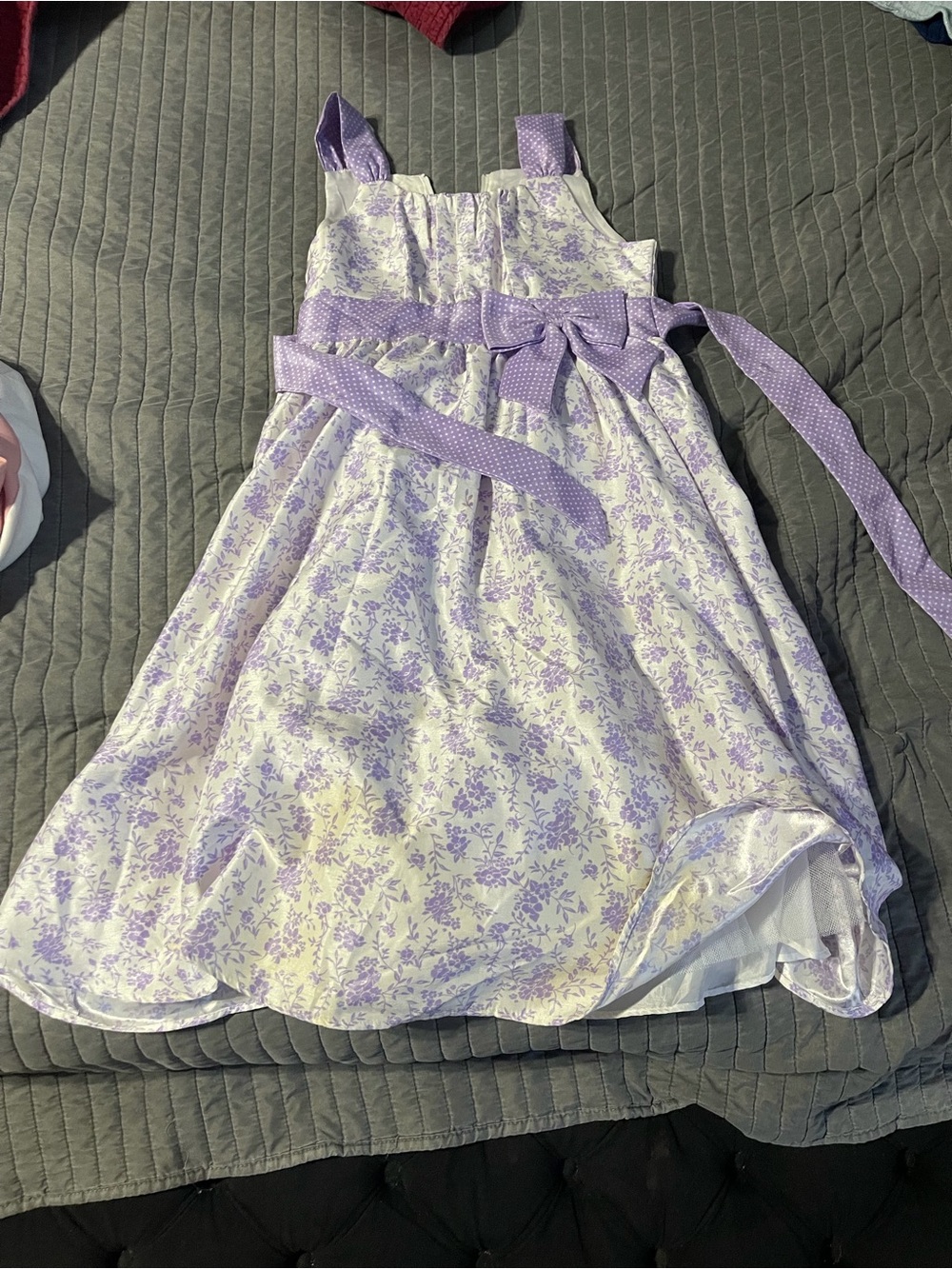 Girls' Lavender Floral Sundress with Bow